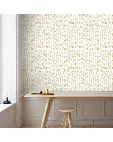 Papier peint doré imprimé matriochkas