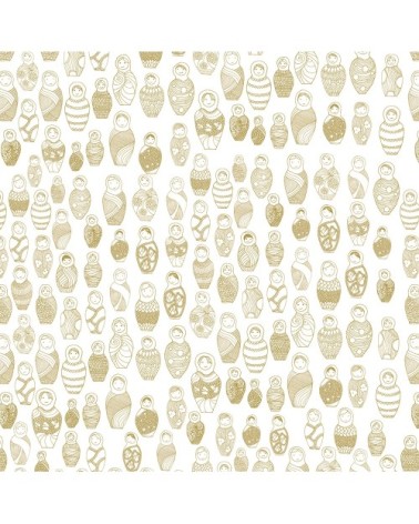 Papier peint doré imprimé matriochkas