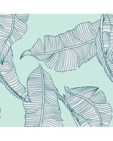 Papier peint vert deau imprimé nature