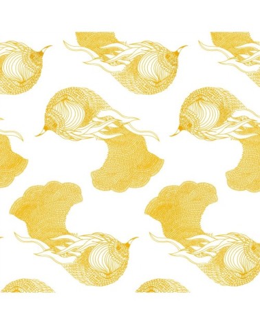 Papier peint jaune moutarde imprimé animal