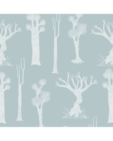 Papier peint bleu gris imprimé nature