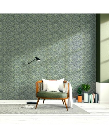 Papier peint vert argile imprimé fleuri