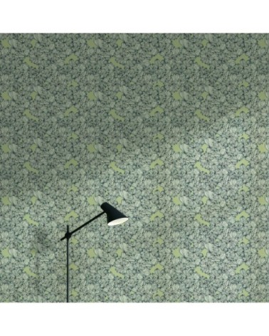 Papier peint vert argile imprimé fleuri