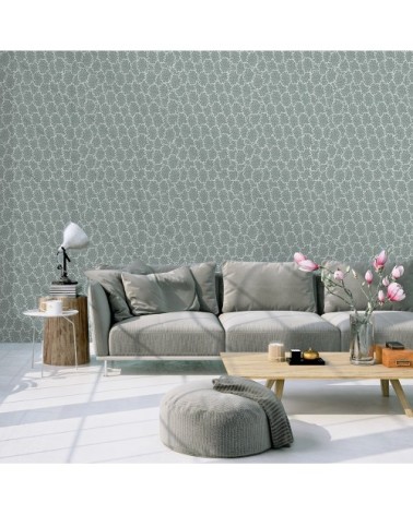 Papier peint gris imprimé floral