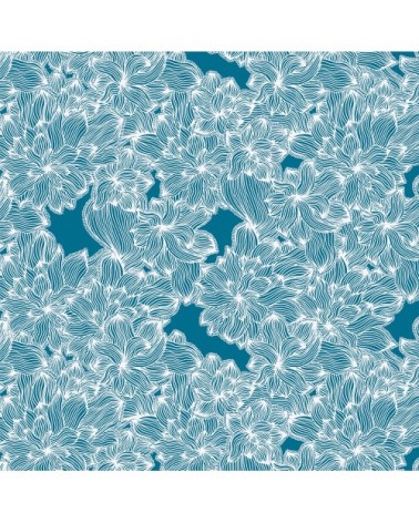 Papier peint bleu nuit imprimé fleuri