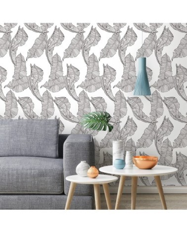 Papier peint noir et blanc imprimé nature