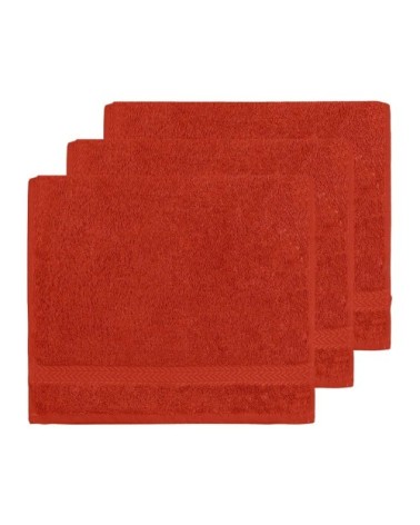 Lot de 3 serviettes invité 550gr/m²  terracota 30x50 cm