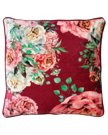 Coussin rouge 45x45 cm avec motif fleuri