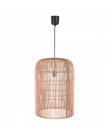 Suspension cylindrique en rotin ajouré
