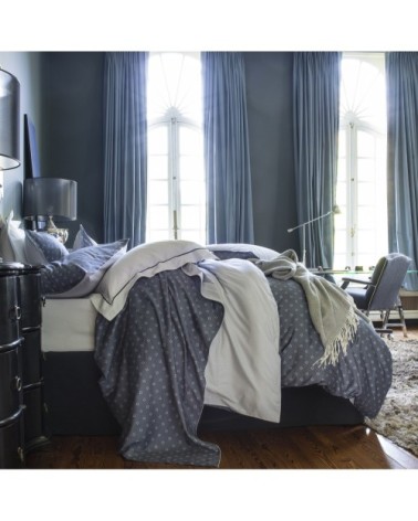 Taie d'oreiller en satin de coton bleu 65x65