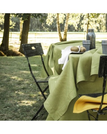 Serviette de table en lin vert 50x50