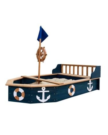 Bac à sable bateau, rame en bois fsc, anthracite/brun,153x90x100 cm