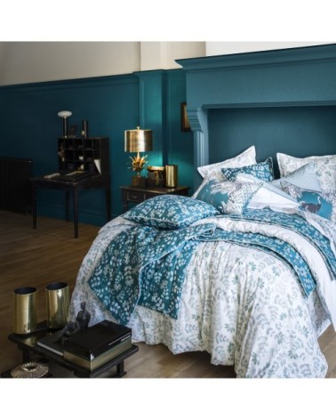 Housse de couette en percale de coton bleu lagune 240x220