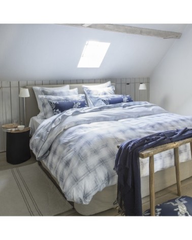 Housse de couette en satin de coton bleu minuit 260x240