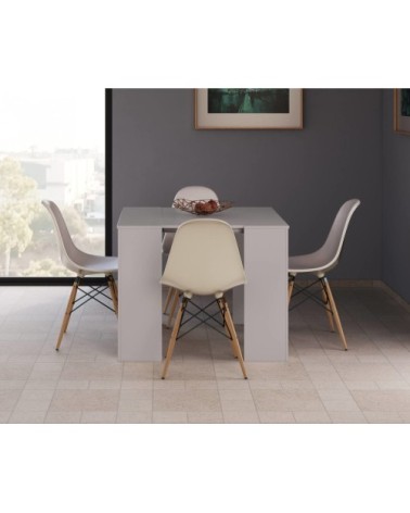 Table console à rallonge effet bois blanc brillant 90x51 cm