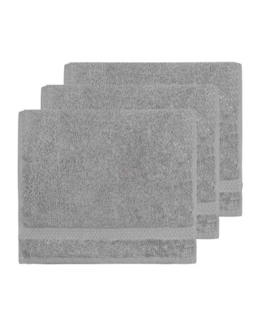 Lot de 3 serviettes invité 550gr/m²  gris perle 30x50 cm