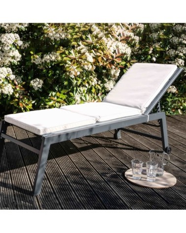 Lot de 2 coussins bain de soleil polyester écru 186 x 53 x 5 cm