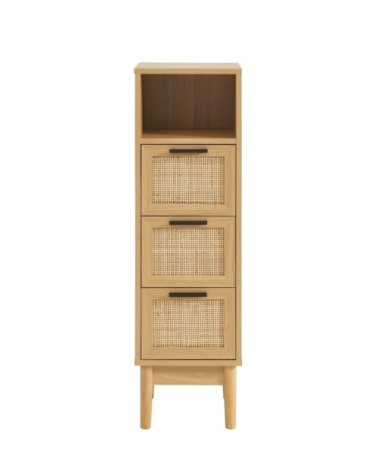 Demi colonne effet chêne et cannage rotin l30cm