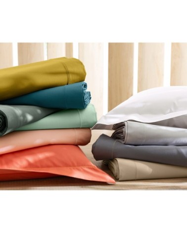 Taie d'oreiller 63x63 en percale de coton  gris brume