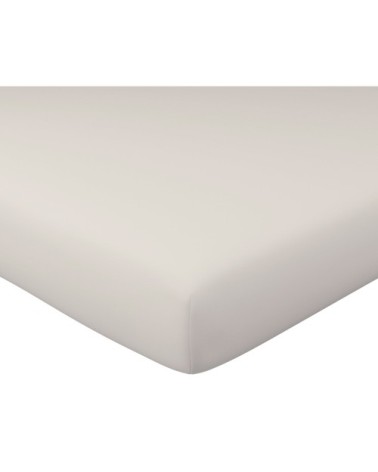 Drap-housse 160x200 en percale de coton  beige sable