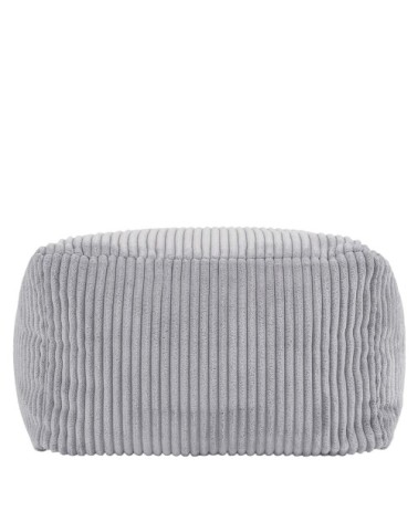 Pouf repose-pieds carré velours côtelé gris clair