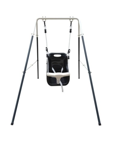 Balançoire bébé avec support en métal, à partir de 9 mois, gris/blanc