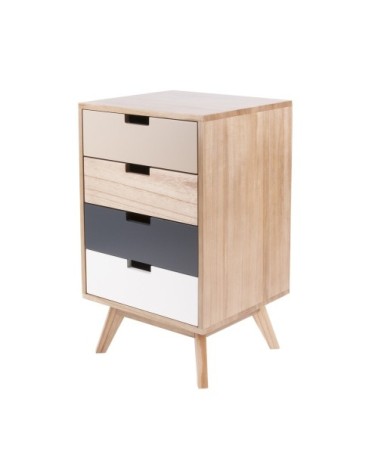 Meuble de rangement 4 tiroirs en bois H65cm
