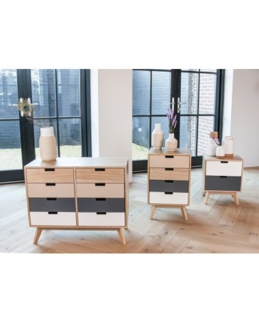 Meuble de rangement 4 tiroirs en bois H65cm