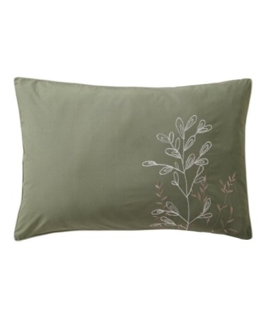 Taie d'oreiller 50x70 en percale de coton  vert kaki