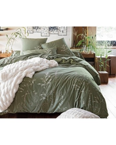 Taie d'oreiller 50x70 en percale de coton  vert kaki