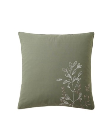 Taie d'oreiller 63x63 en percale de coton  vert kaki