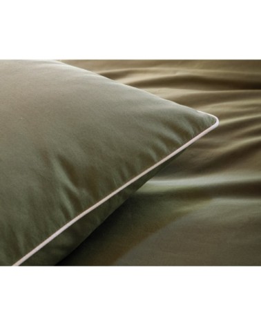 Taie d'oreiller 63x63 en percale de coton  vert kaki