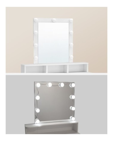 Coiffeuse 2 tiroirs 80 x 40 x 145 cm effet bois blanc