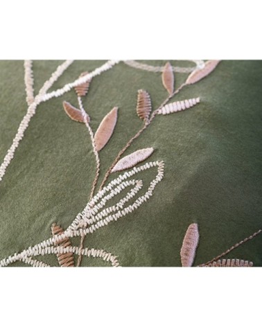 Housse de couette 260x240 en percale de coton  vert kaki