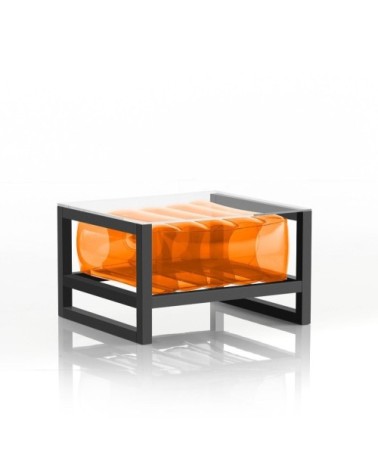 Table basse tpu orange cadre en aluminium