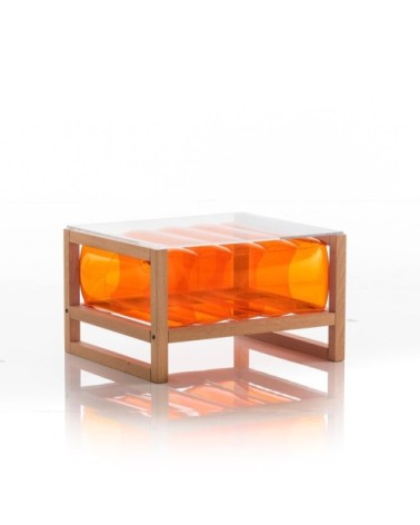 Table basse en bois et tpu orange