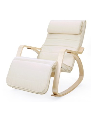 Fauteuil à bascule moderne tissu bois beige