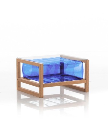 Table basse en bois et tpu bleu