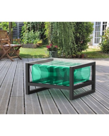 Table basse tpu vert cadre en aluminium