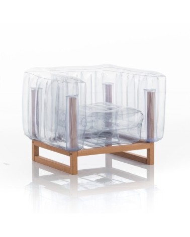 Fauteuil tpu transparent cadre en bois