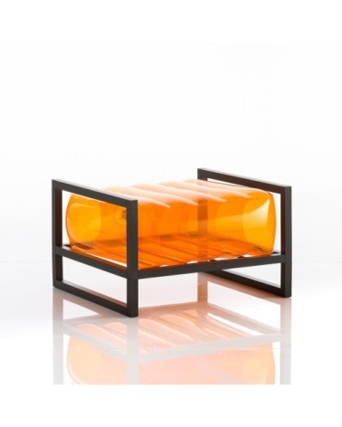 Pouf tpu orange cadre en aluminium