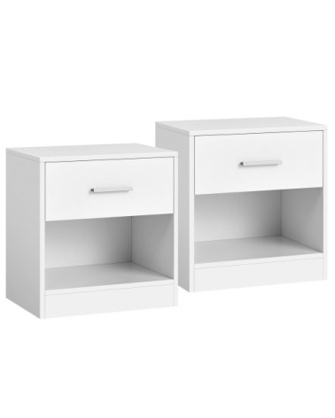 lot de 2 tables de chevet avec tiroir et compartiment ouvert blanc