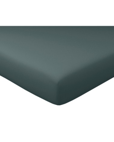 Drap-housse 160x200 en satin de coton  gris tempête