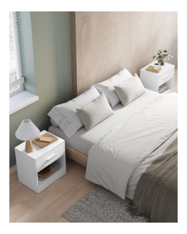 lot de 2 tables de chevet avec tiroir et compartiment ouvert blanc