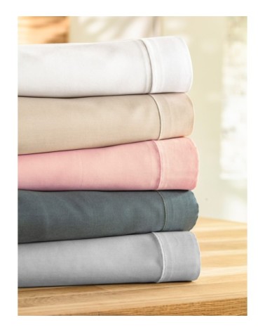 Drap-housse 160x200 en satin de coton  rose nude