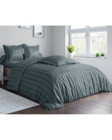 Housse de couette 200x200 en satin de coton  gris tempête