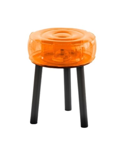 Tabouret tpu orange cristal pieds en aluminium