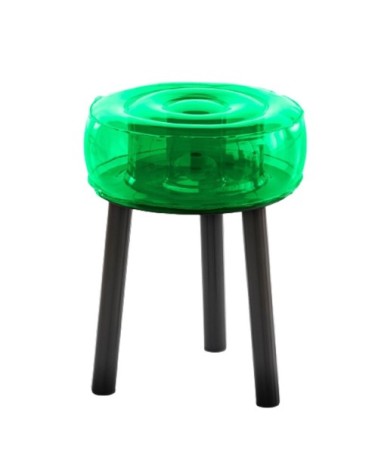 Tabouret tpu vert cristal pieds en aluminium