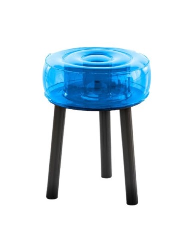 Tabouret tpu bleu cristal pieds en aluminium