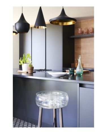 Tabouret tpu bleu cristal pieds en aluminium